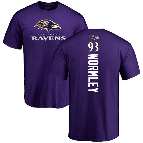Men Baltimore Ravens Purple Chris Wormley Backer NFL Football #93 T Shirt->nfl t-shirts->Sports Accessory